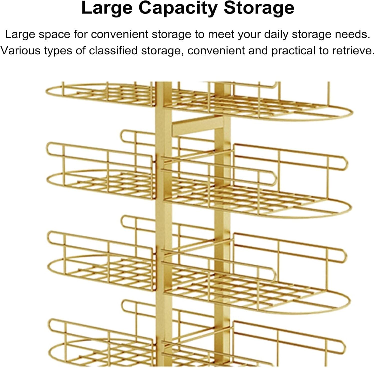 Large Multi-Layer Hat Rack Stand For Baseball Caps/Cowboy Hats/Full Brim Hats, Standing Retail Display(Gold,60x30x102cm)