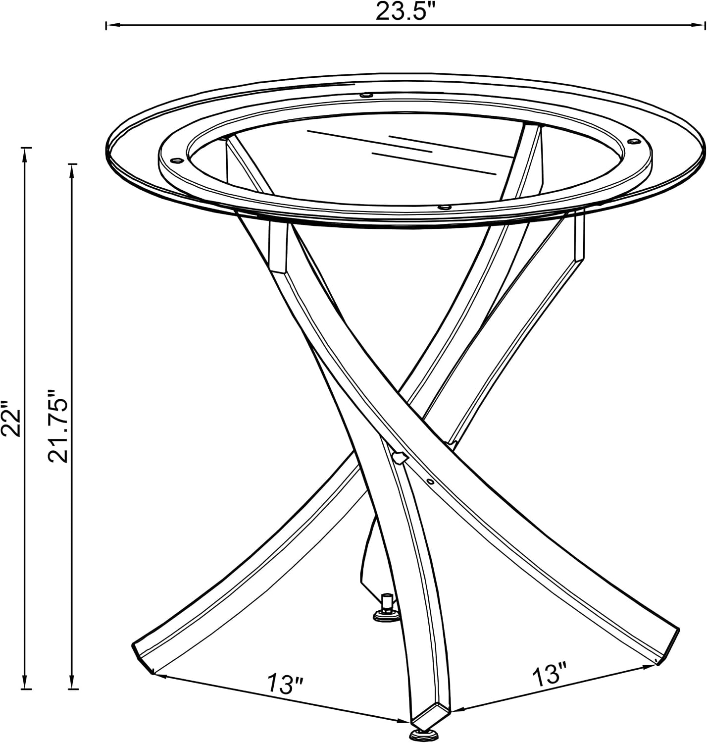 BOWERY HILL Round End Table, 22 in H x 23.5 in W, Glass Top and Metal Frame, Chrome Finish, Modern Coffee Accent Table for Living Room or Home Decor