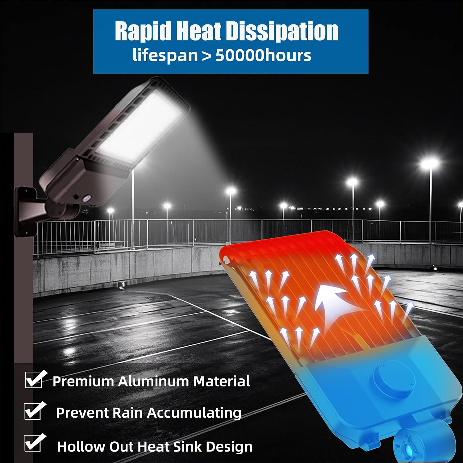 200W LED Parking Lot Light with Adjustable Arm Mount 6 Pack 28,000LM 5000K Commercial Area Street Flood Light with Dusk to Dawn Photocell IP65 Waterproof, ETL Listed for Road, Playing Field