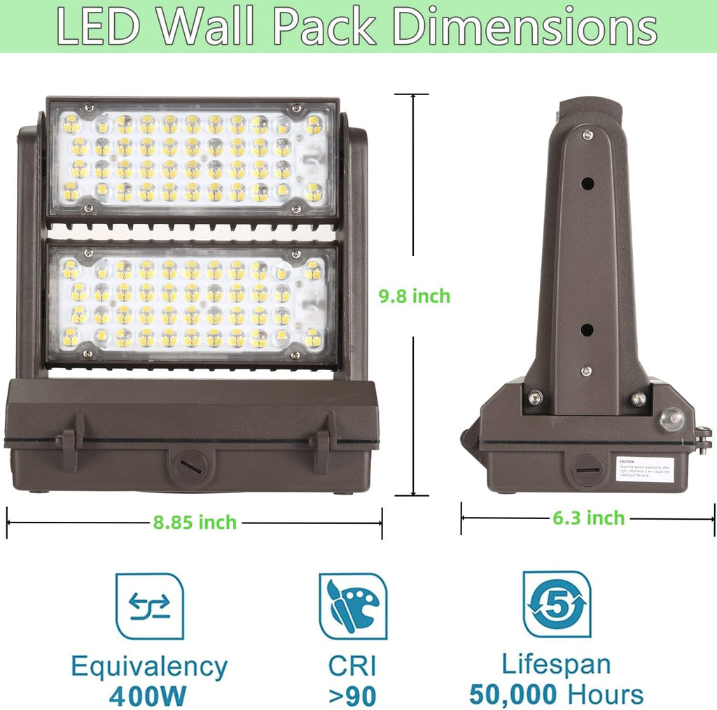 Dusk to Dawn100W Rotatable LED Wall Pack Light, 5000K 14000LM 400-600W HPS/HID Equiv, ETL Adjustable Head Outdoor LED Wallpack Lighting Fixture for Area Light, Parking Garages,Warehouse,Entrance