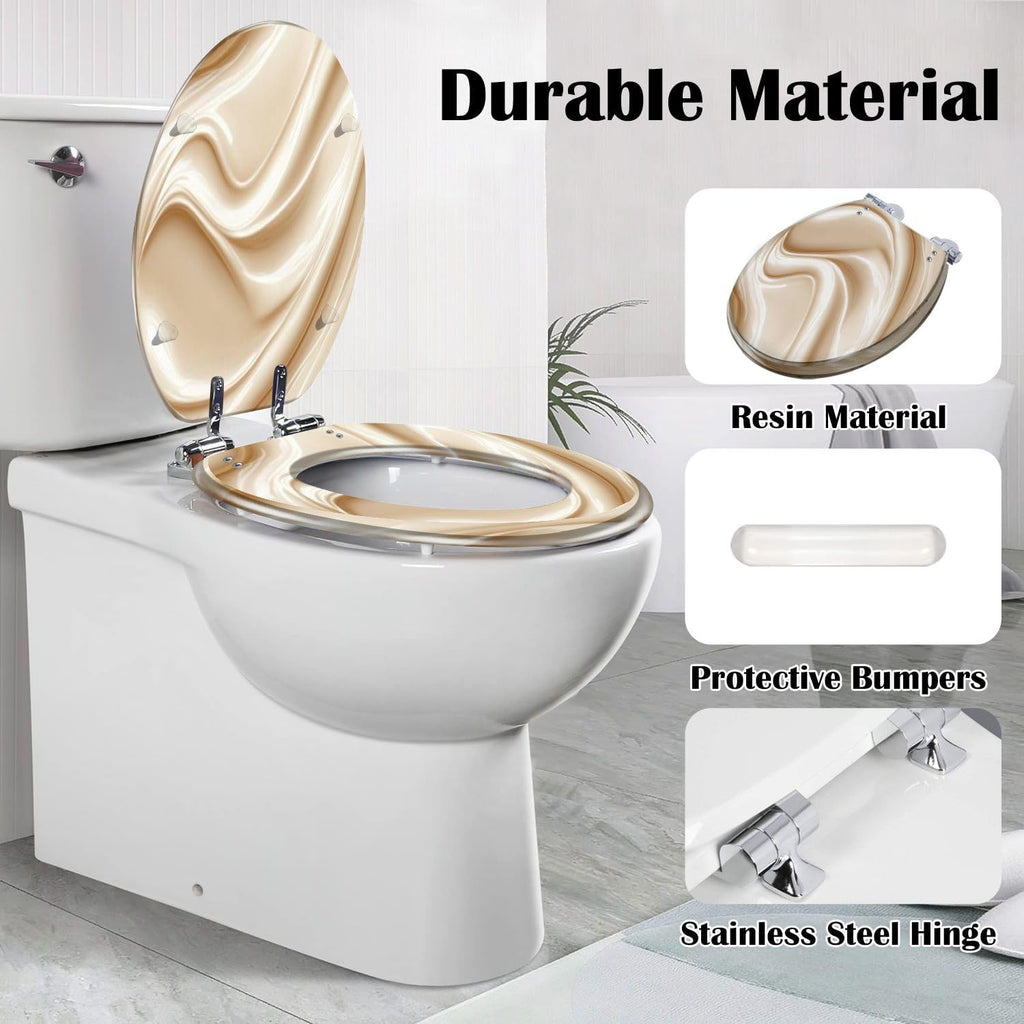 Elongated Toilet Seat Close up mayonnaise cream texture 3D render Resin Toilet Seat Slow Quiet Close with Quick-Release Hinges Toilet Seat with Cover Easy to Clean Install