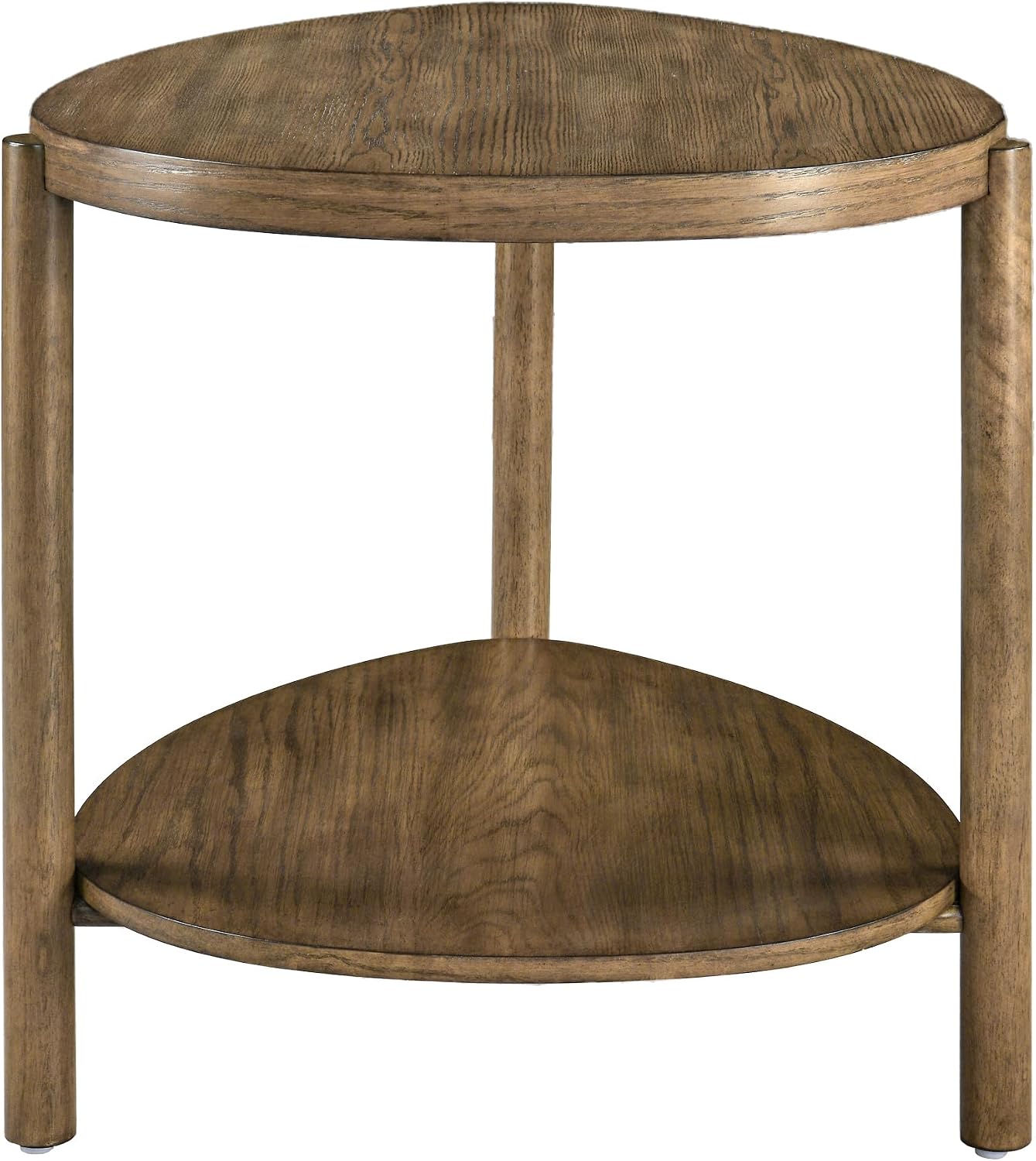 2-Tier Solid Wood End Table with Storage Waterdrop-Shaped Side Table Nightstand for Bedroom Modern Rustic Drink Table for Living Room, Brown