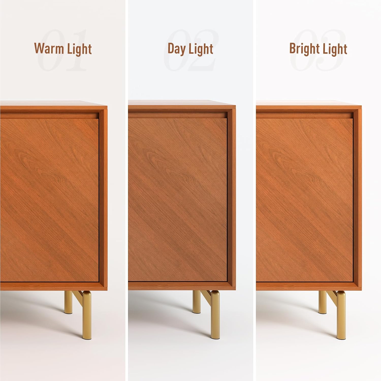 JOINICE Storage Cabinet, 59' Sideboard Buffet Cabinet with 4 Doors, Mid-Century Modern Wood Accent Cabinet, Chevron Pattern Credenza for Dining Room, Living Room, Entryway, Brown