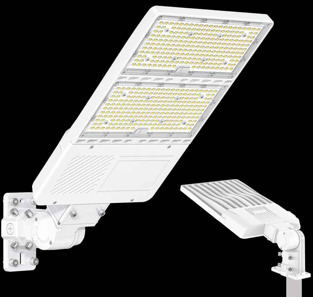320W LED Parking Lot Light with Photocell UL Listed 48000LM 5000K LED Shoebox Light Pole Flood Fixture IP65 Commercial Area Lighting Arm & Slip Fitter in 1 Mount, AC100~277V
