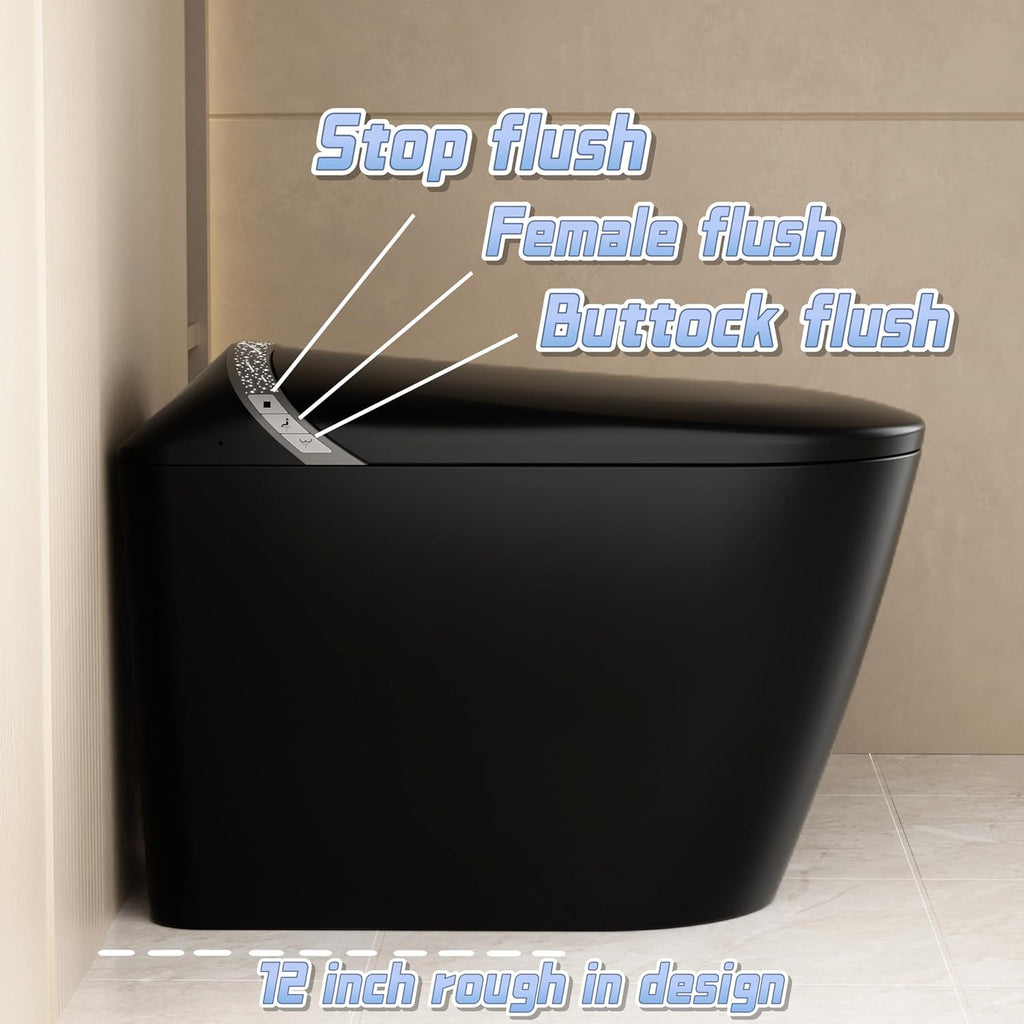 Smart Toilet with Bidet Built in, Artistic Starlight,Ultra-Powerful Flush, Auto Open/Close Lid, Instant Warm Water, Bidet with Dryer, Elongated Heated Seat, ADA Comfort Height,Foot Sensor