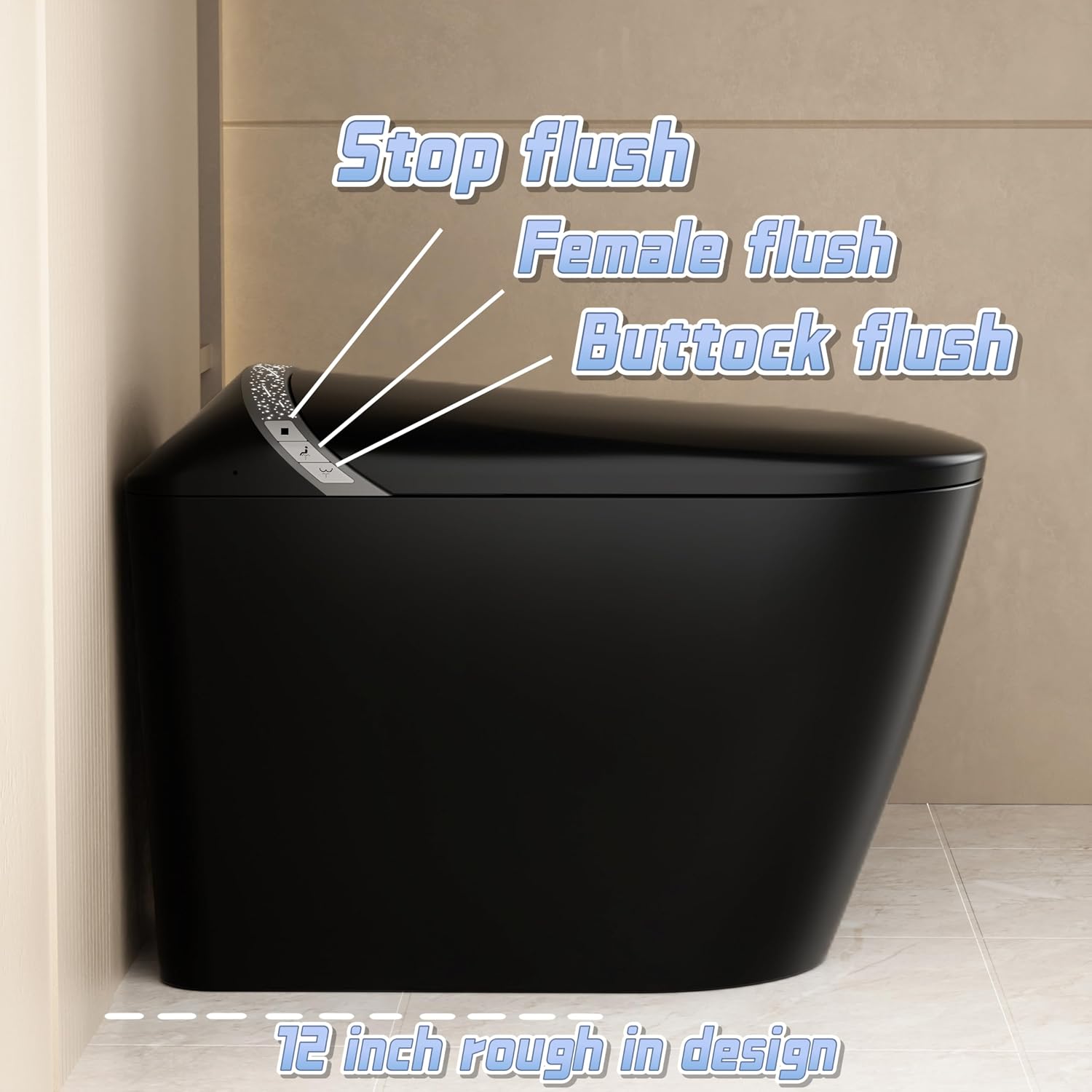 Smart Toilet with Bidet Built in, Artistic Starlight,Ultra-Powerful Flush, Auto Open/Close Lid, Instant Warm Water, Bidet with Dryer, Elongated Heated Seat, ADA Comfort Height,Foot Sensor