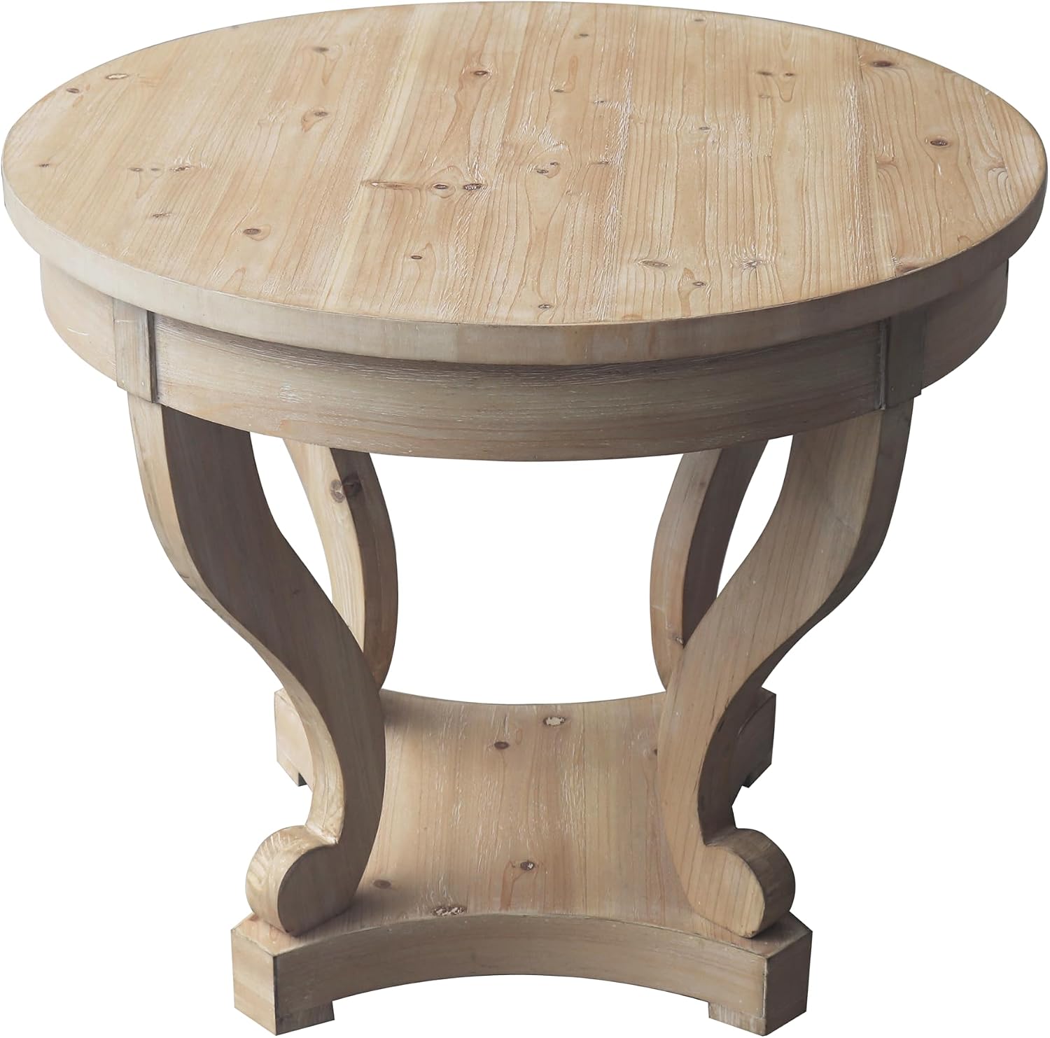 Round Large Side Table End Table with 2 Drawer Storage Space for Living Room, Modern Farmhouse Style (ø31.5''*27.1'', Natural Wood Grain)