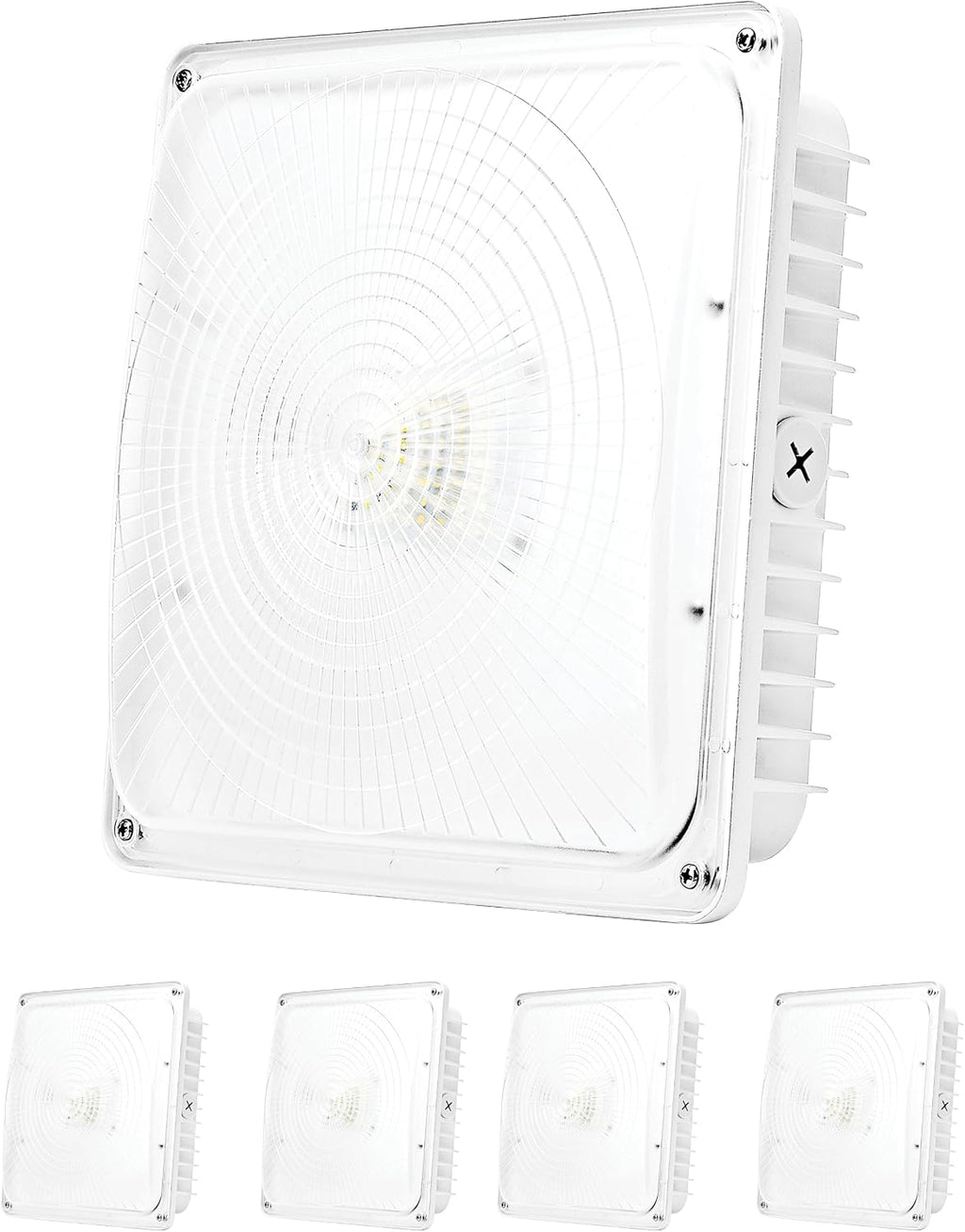 PARMIDA (4 Pack) LED Canopy Light, 45W, 0-10V Dimmable,110-277VAC, IP65 Waterproof, ETL-Listed, 5000K (Day Light), 9.6' x 9.6' Street, Area & Outdoor Lighting, White