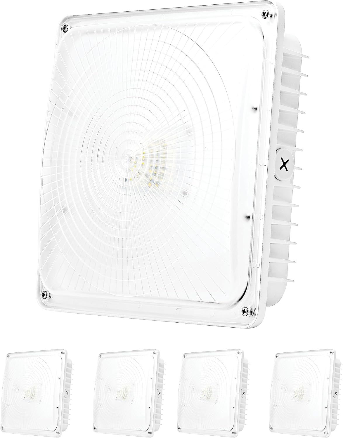 PARMIDA (4 Pack) LED Canopy Light, 45W, 0-10V Dimmable,110-277VAC, IP65 Waterproof, ETL-Listed, 5000K (Day Light), 9.6' x 9.6' Street, Area & Outdoor Lighting, White
