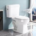 Two Piece Toilets for Bathrooms, Elongated Toilet with 17' Chair Height Soft Close Seat, 1.27 GPF Power Flush, Nano Self-Cleaning Glaze, WaterSense/1000g Map Certified, White ADA toilet 12' Rough In
