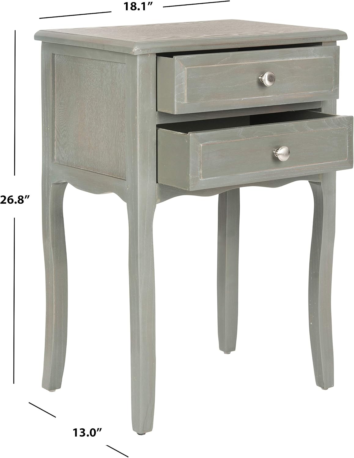 SAFAVIEH Furniture - Lori 2-Drawer End Table - Ash Grey - Solid Wood - Farmhouse Classic Design - Ideal for Living Room, Entryway, Home Office, 18.1' W x 13' D x 26.8' H - Fully Assembled (AMH6576B)
