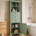 Corner Storage Cabinet with Adjustable Shelves, 68.9 in Tall | MDF, painted finish, adjustable shelves, corner fit, enclosed storage, bathroom, kitchen, 23 W x 13.4 D x 68.9 H in