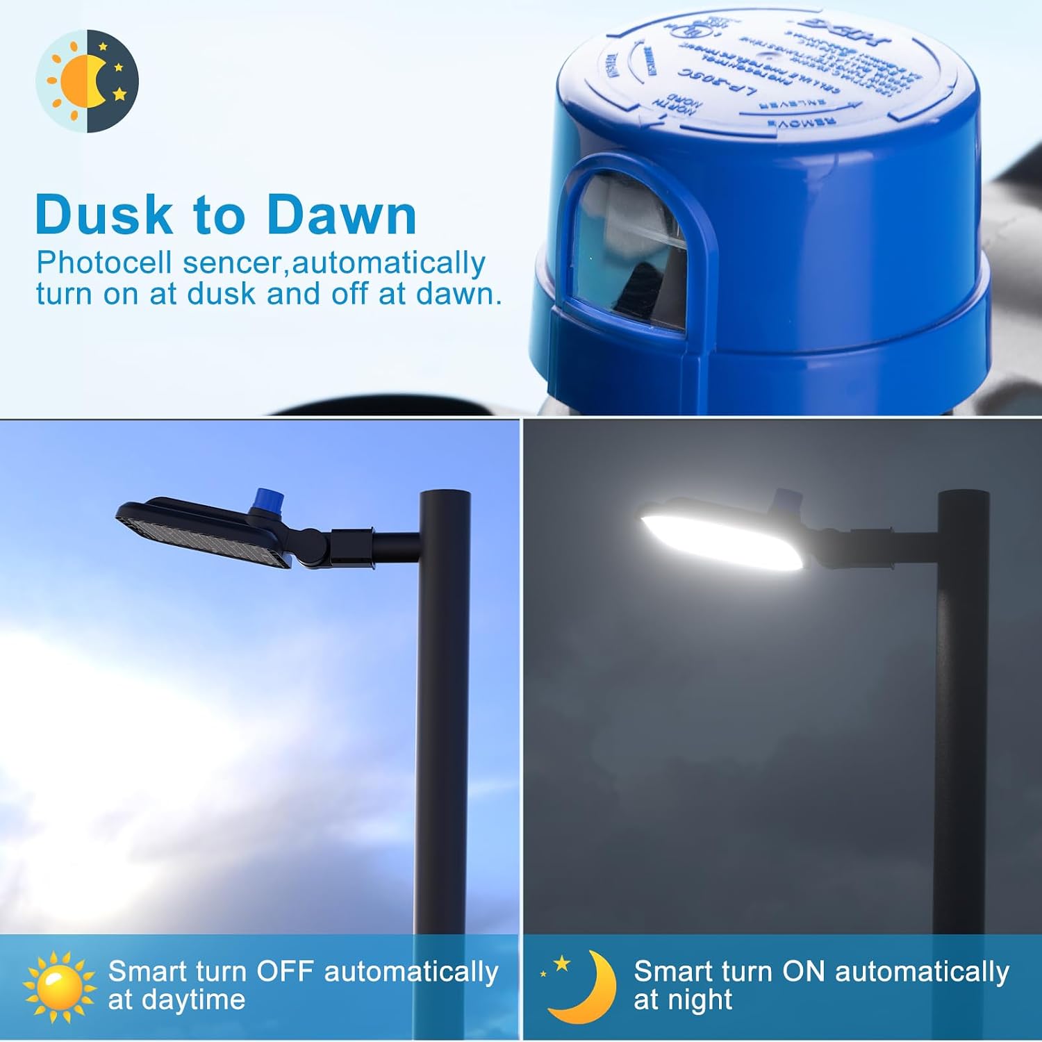 4Pack 240W LED Parking Lot Light (60000LM Eqv 1000W HID/HPS) 5000K SlipFitter Mount LED Pole Light with Dusk to Dawn Photocell IP65 Outdoor Area Lighting for Driveway/Yard/Barn/Backyard-7Yrs Warranty