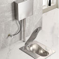 Stainless Steel Squat Toilet With Lid, Odor-Proof Squat Toilet Set With Water Tank, Public Toilet Water Tank Set for Trains, Airports & Public Restrooms,With S bend