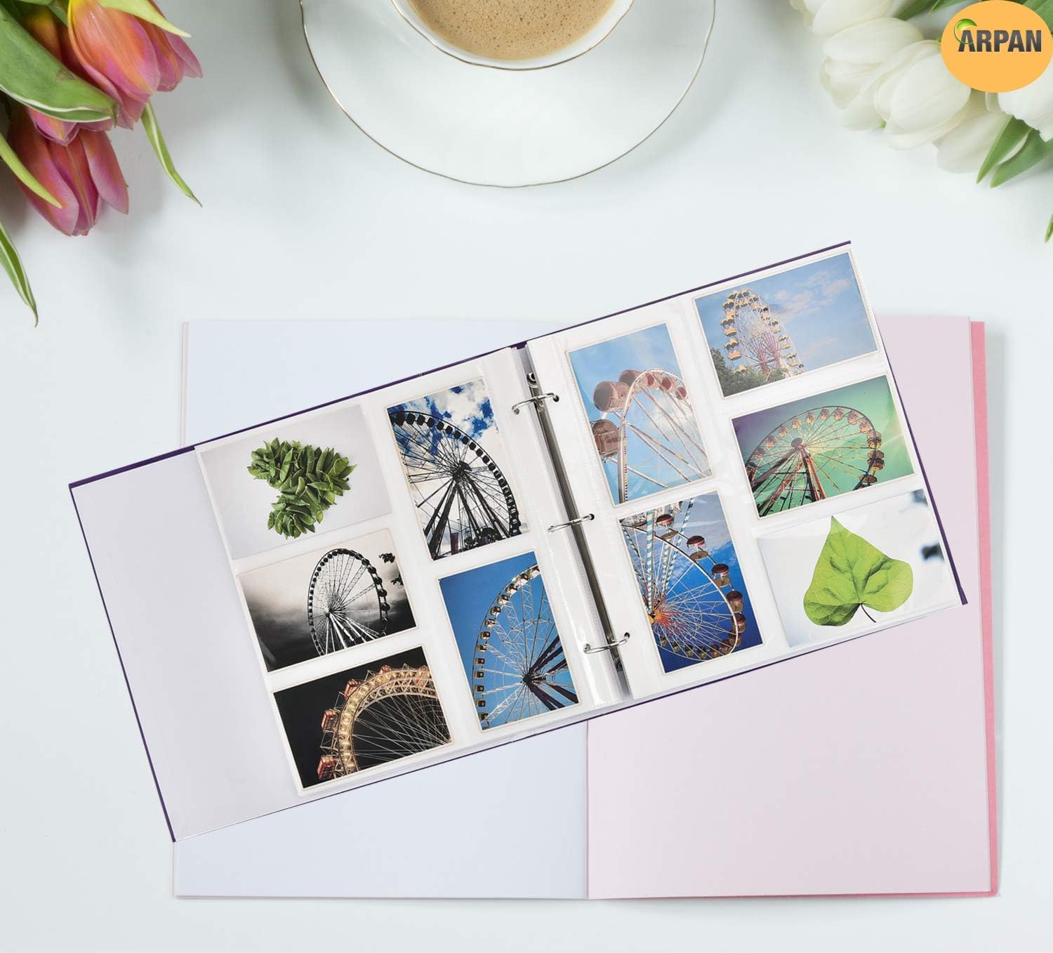 Arpan Large 3-Ring Binder Slip In Photo Album holds 500 6×4' / 10×15 cm photos (Purple)