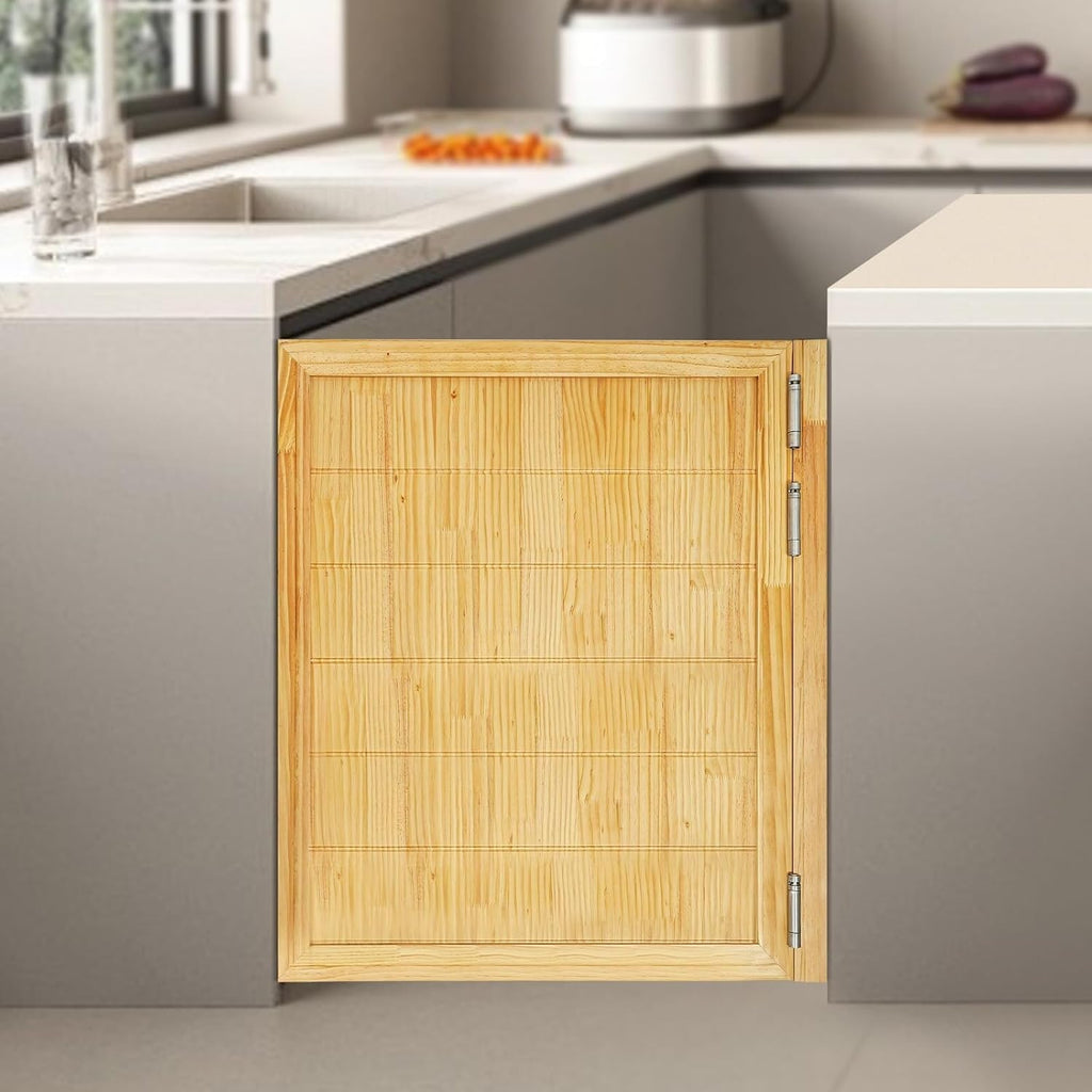 Cafe Swinging Doors,Wood Interior Saloon Half Partition Swing Door with 3 Hinges for House Kitchen Shop Entrance Pub Porch(31.5x35.4in-Wood)