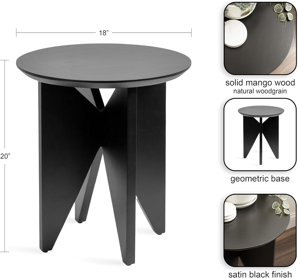 Kate and Laurel Faiza Modern Wooden Round Side Table, 18 x 18 x 20, Black, Transitional Wood End Table for Use as Bedroom Nightstand or Living Room Accent Table