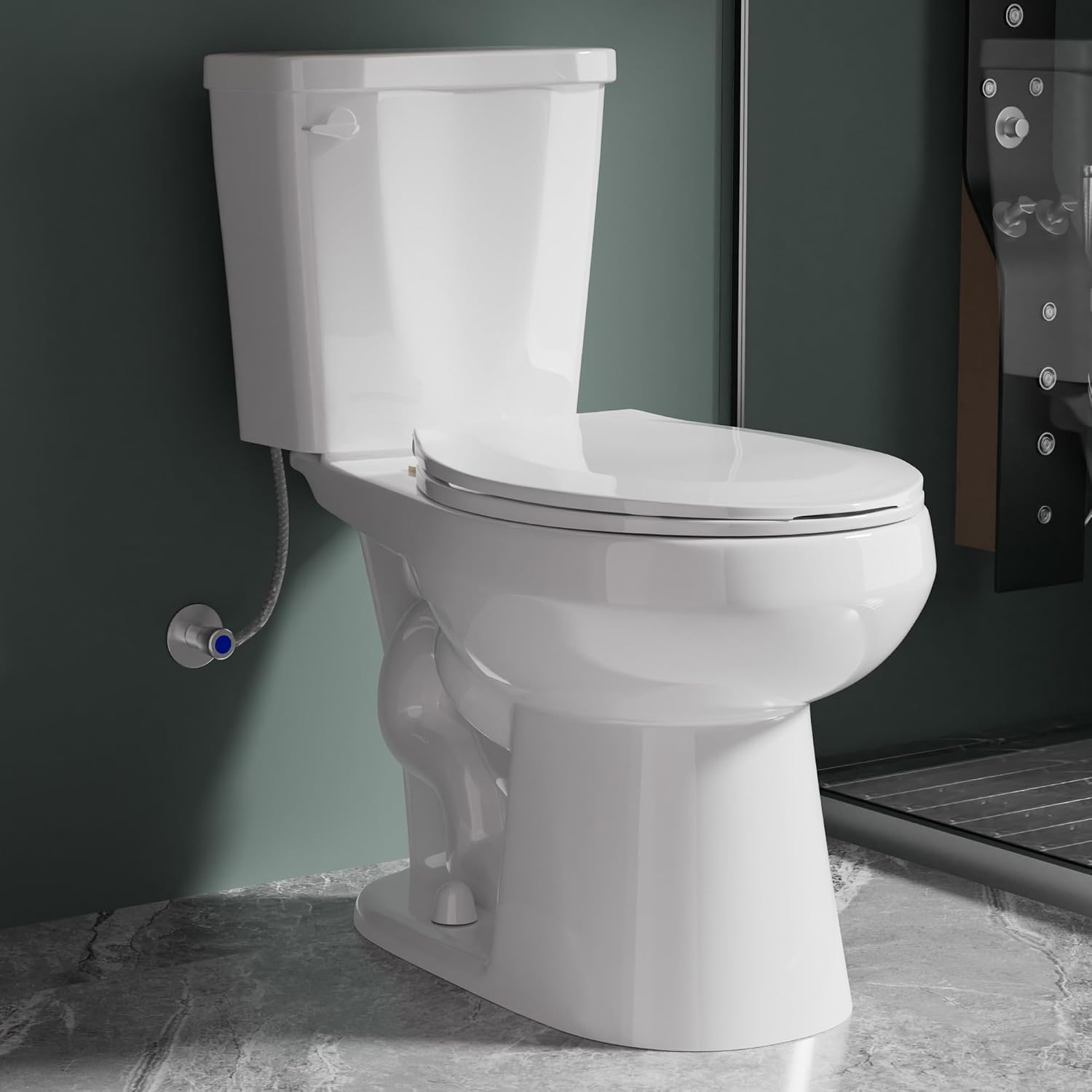Compact 17 Inch Chair High White Toilet for Small Bathroom | Powerful Tornado Flush Single Flush 1.28 GPF, Comfort ADA Bowl Heigh 16.75' Tall Toilet for Seniors,Two Piece 12' Rough In
