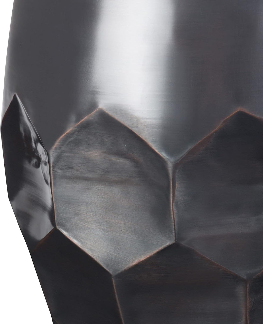 SIMPLIHOME Flanigan Metal Accent Table - 16 inch Wide Solid Metal Round Drum Side Table in Antique Copper, Industrial End Table or Coffee Table for Living Room with Honeycomb Design, Assembled