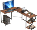 Weehom Reversible L Shaped Desk with Shelves Large Corner Computer Desk Gaming Desks for Home Office Writing Workstation Wooden Table,Rustic Brown