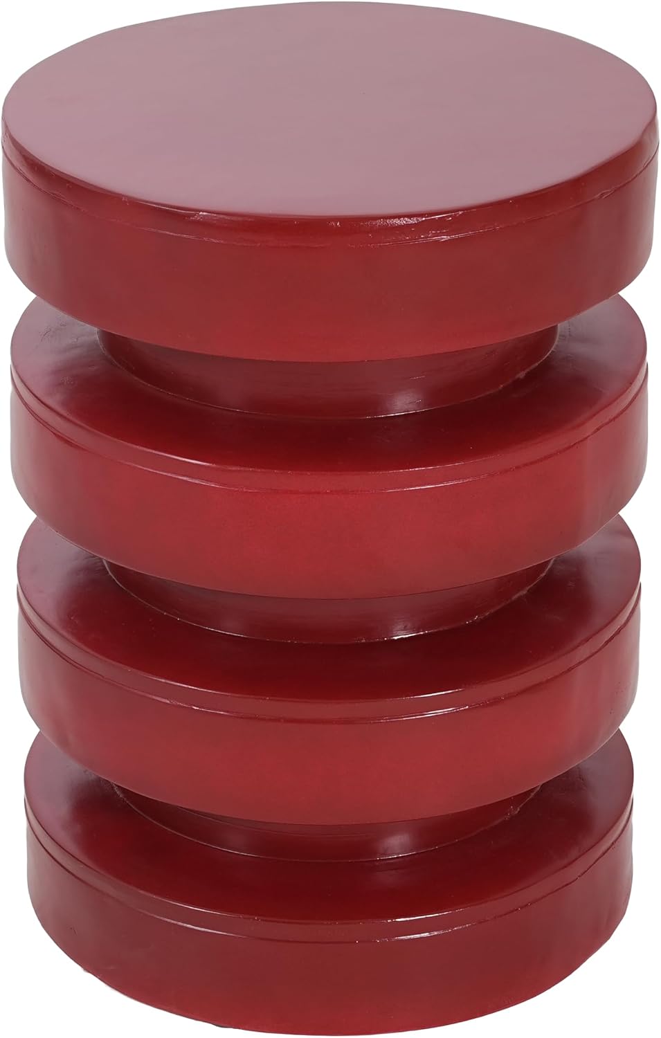 Merax MGO Round Side Table for Indoor Outdoor, Modern Sofa End Table, Small Coffee Tables for Living Room, Bedroom, Night Stand Bedside Table, No Assembly Required, Red