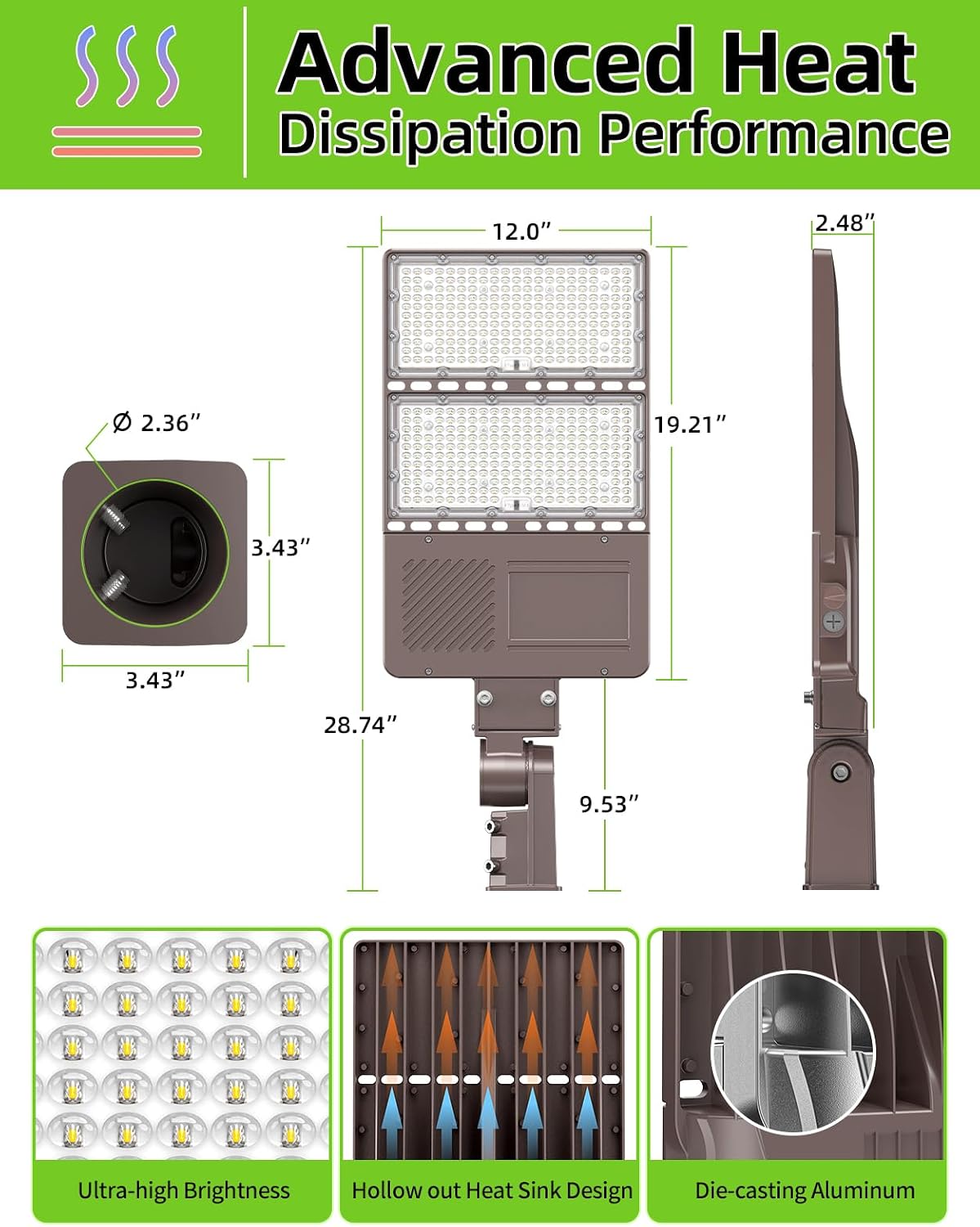 4 Pack 480V 320W LED Parking Lot Light with Photocell 48000LM 5000K LED Shoebox Light Pole Flood Fixture IP65 Commercial Area Lighting Slip Fitter Mount, AC277~480V