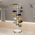 Helmet Stand Display Stand Hat Display Rack Rotating Floor-Standing Hat Stand Adjustable Hat Headwear Rack Baseball Cap Organizer with Wheels Metal Hat Storage Holders