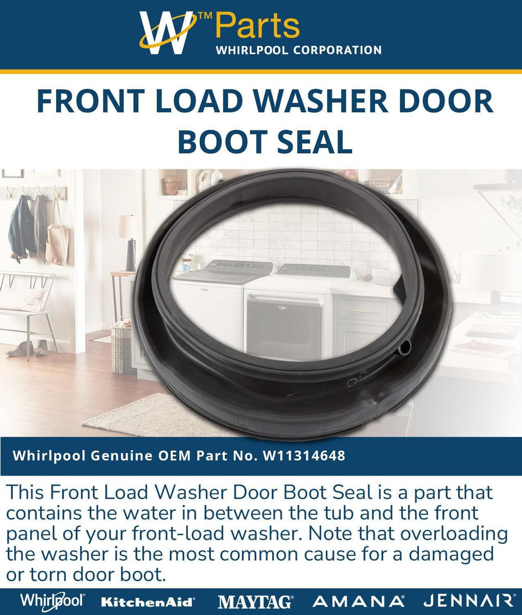 Whirlpool W11314648 Genuine OEM Front Load Washer Door Boot Seal Replacement Part - Replaces W10897390