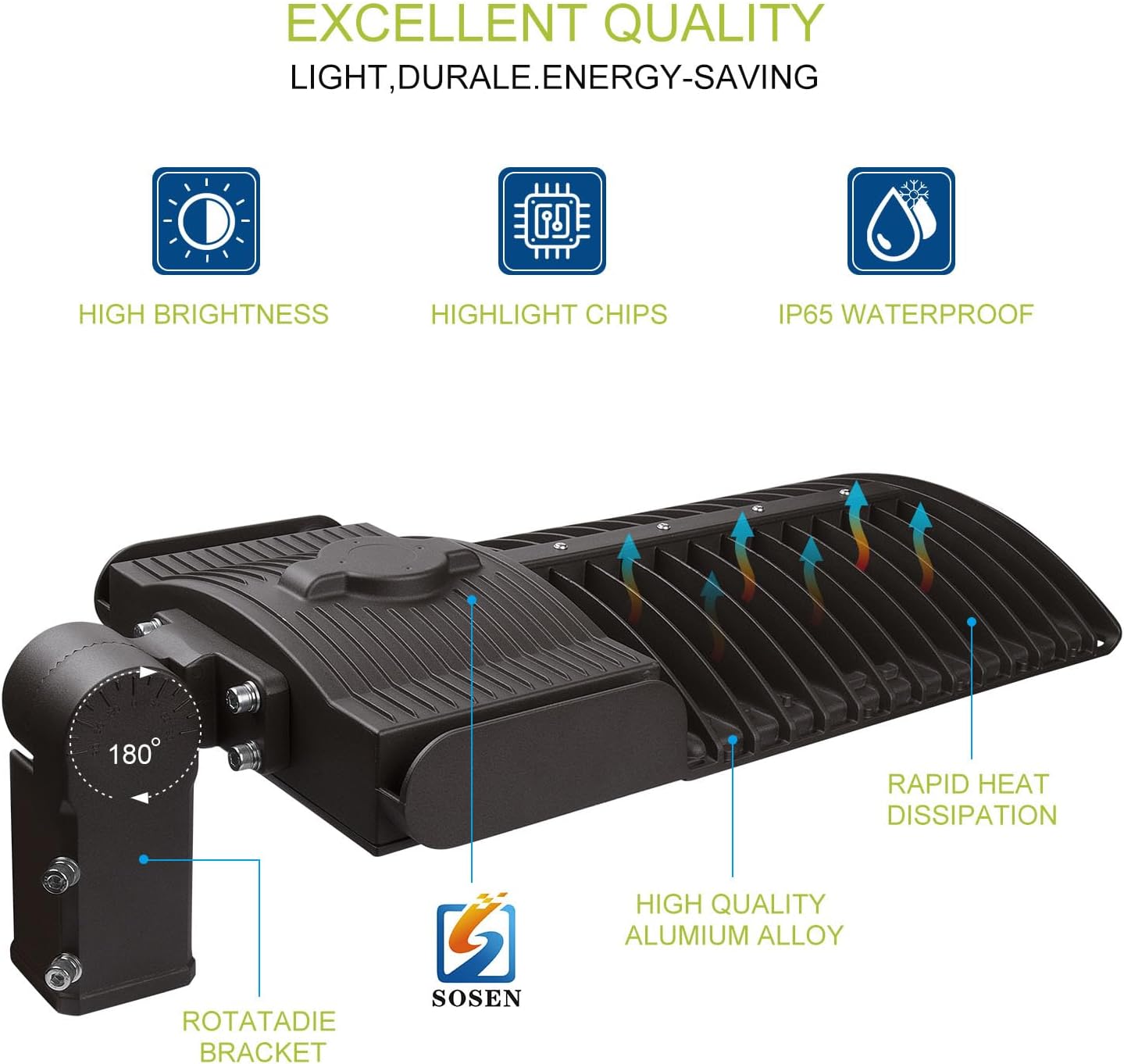LED Parking Lot Light 400W 5700K 56000LM Commercial Shoebox Area Street Park Roadside Lighting Pole Fixture Super Bright IP65 Waterproof Outdoor Slip Fitter Mounting ETL Listed