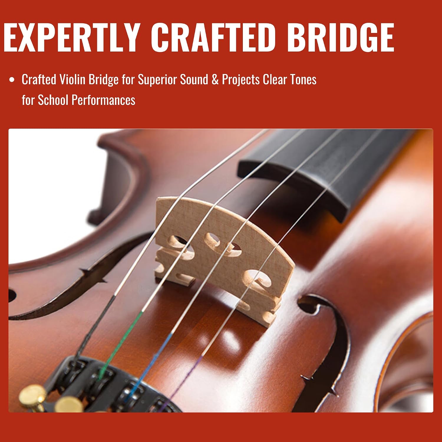 1/2 Size Violin for Kids, Half Size Fiddle - Solid Spruce & Maple with Lightweight Case, Brazilwood Bow, Shoulder Rest, Digital Tuner Beginner Kit