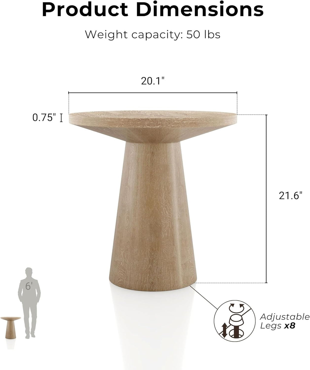Furniture of America Crambel Modern Solid Wood 2-Piece Brown 29-inch Round End Table Set with Cone-Shaped Pedestal Base for Small Space, Living Room, Home Office, Oak