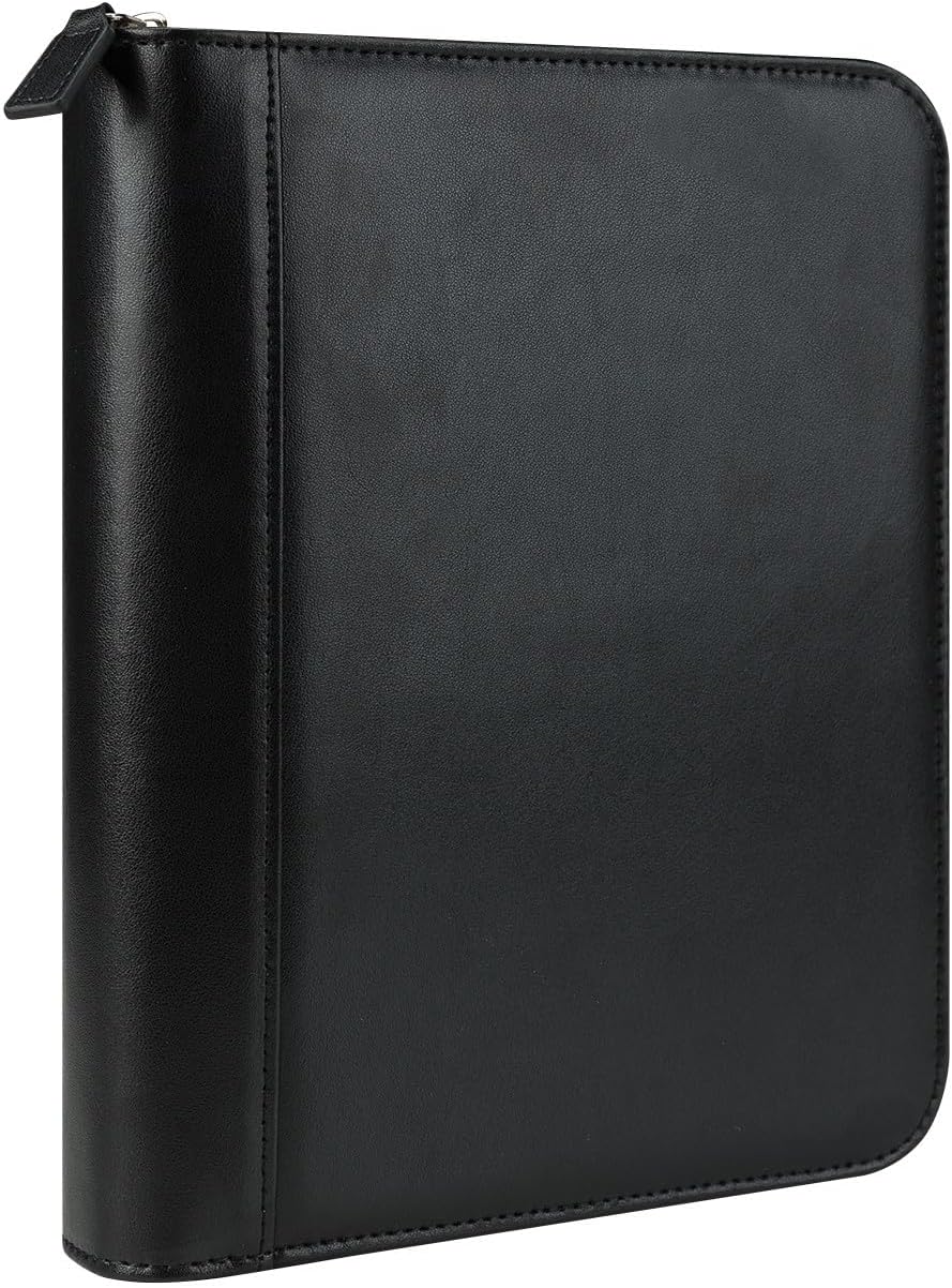 FranklinCovey - FC Signature Ring-Bound Binder for FranklinCovey Planners | Leather - Zipper Binder (Classic, Black)