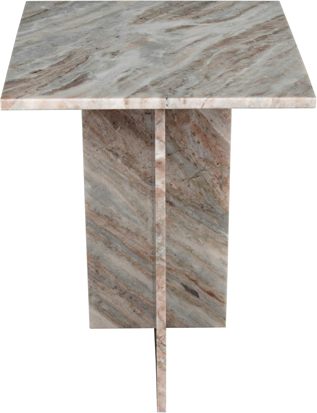 JONATHAN Y MTB1104A Cecil 18.5' Contemporary Natural Marble Handmade T-Shaped End Table for Living Room, Bedroom, Bathroom, Gray/Beige
