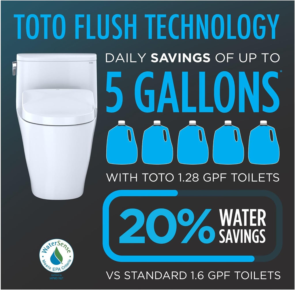 TOTO® Eco Guinevere® WASHLET+ Ready Elongated 1.28 GPF Universal Height Skirted Toilet with CEFIONTECT®, Bone - MS974224CEFG#03