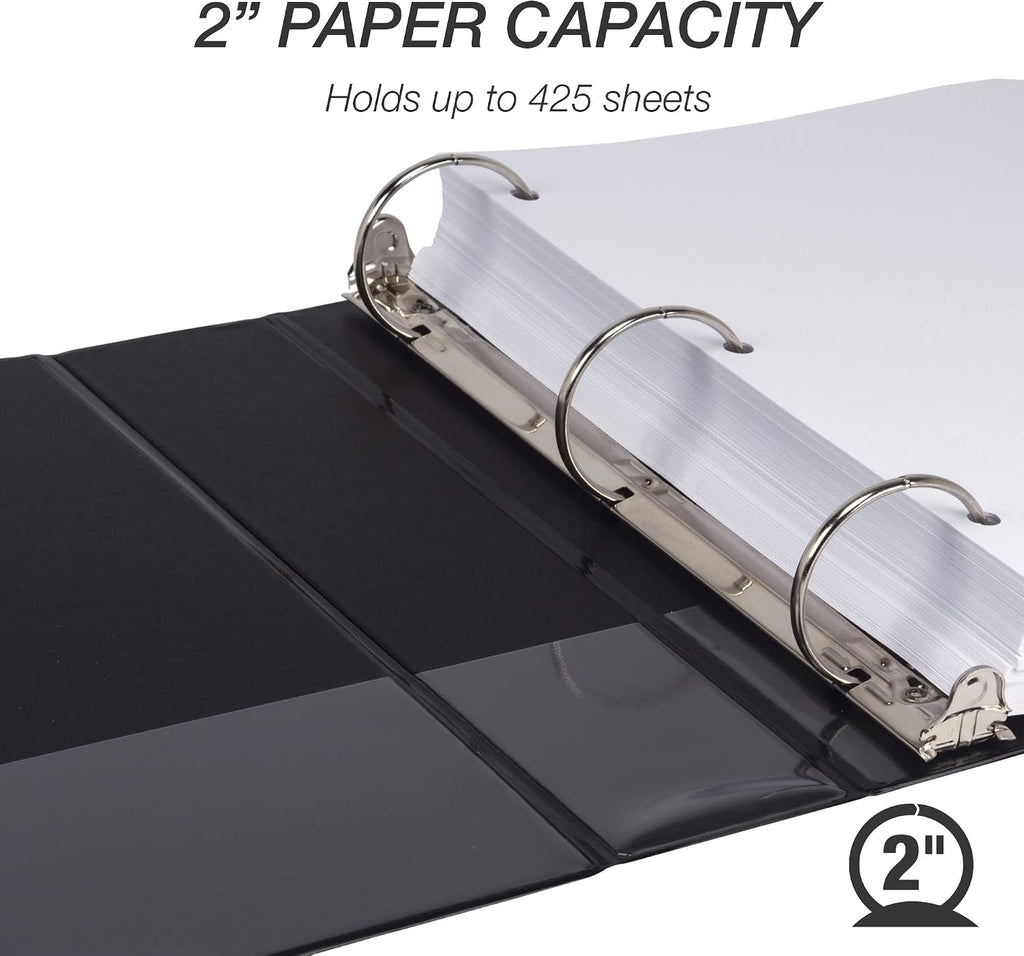 Samsill Economy 2 Inch 3 Ring Binder, Round Ring Binder, Black, 12 Pack (MP128560) & Economy 2 Inch 3 Ring Binder, Round Ring Binder, White, 12 Pack (MP128567)