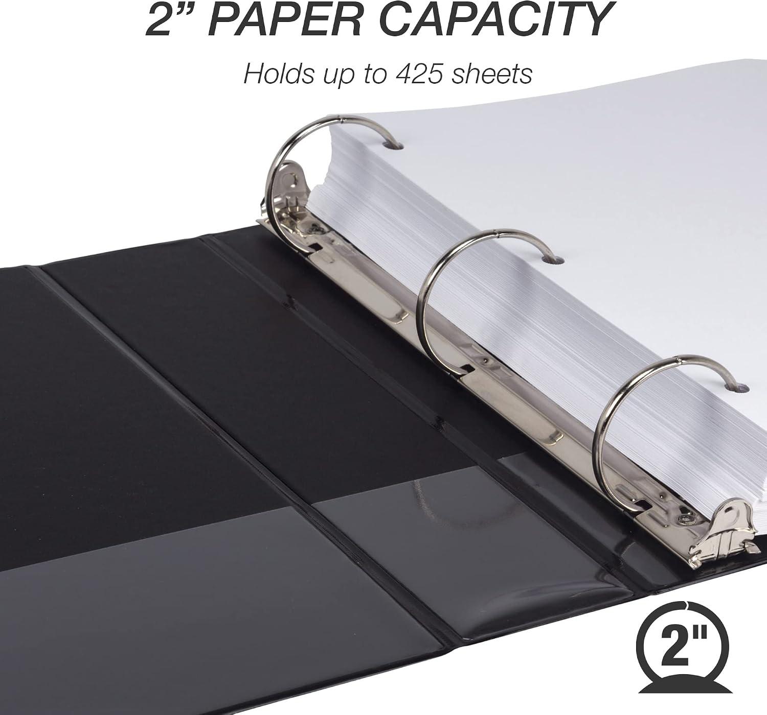 Samsill Economy 2 Inch 3 Ring Binder, Round Ring Binder, Black, 12 Pack (MP128560) & Economy 2 Inch 3 Ring Binder, Round Ring Binder, White, 12 Pack (MP128567)