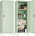 Steehoom Metal Storage Cabinet for Employees, Tall Metal Locker Lockable Kids Locker with 3 Adjustable Shelves 59.06-inch high for School, Living Room, Home, Office, Garage (Green, H59.06'')