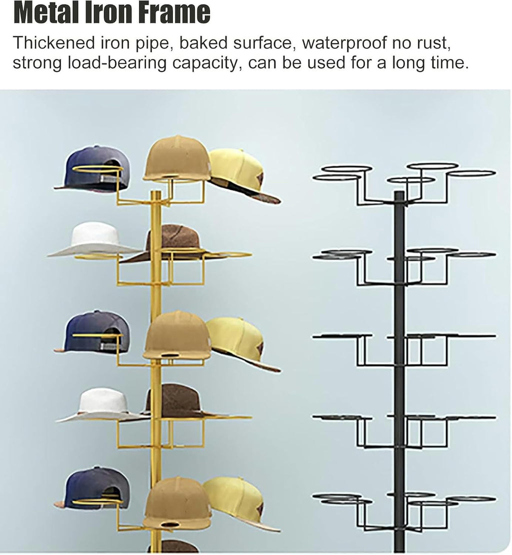 Commercial Floor-Standing Hat Organizer - 6-Tier Rack for Baseball Caps, Cowboy Hats & Men's/Women's Hats - Large Capacity Display Stand for Retail & Home Use