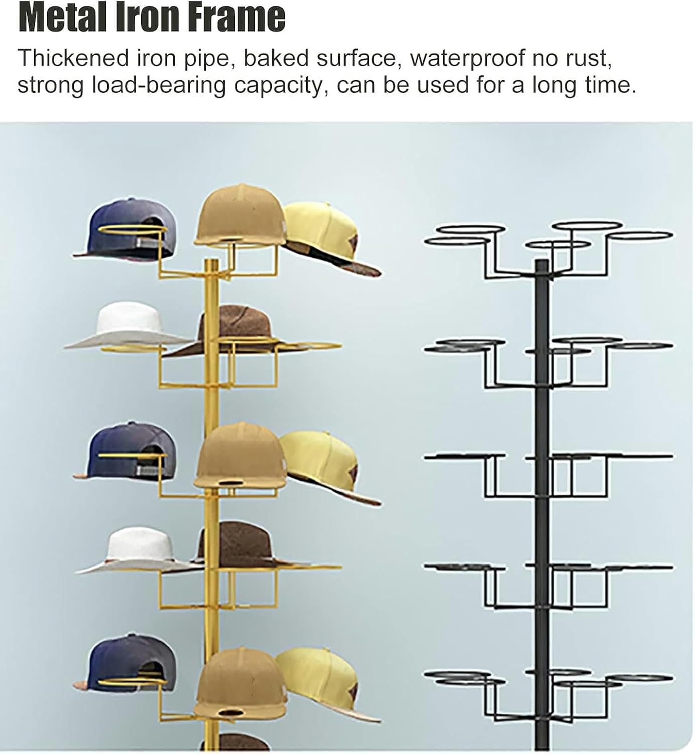 Commercial Floor-Standing Hat Organizer - 6-Tier Rack for Baseball Caps, Cowboy Hats & Men's/Women's Hats - Large Capacity Display Stand for Retail & Home Use