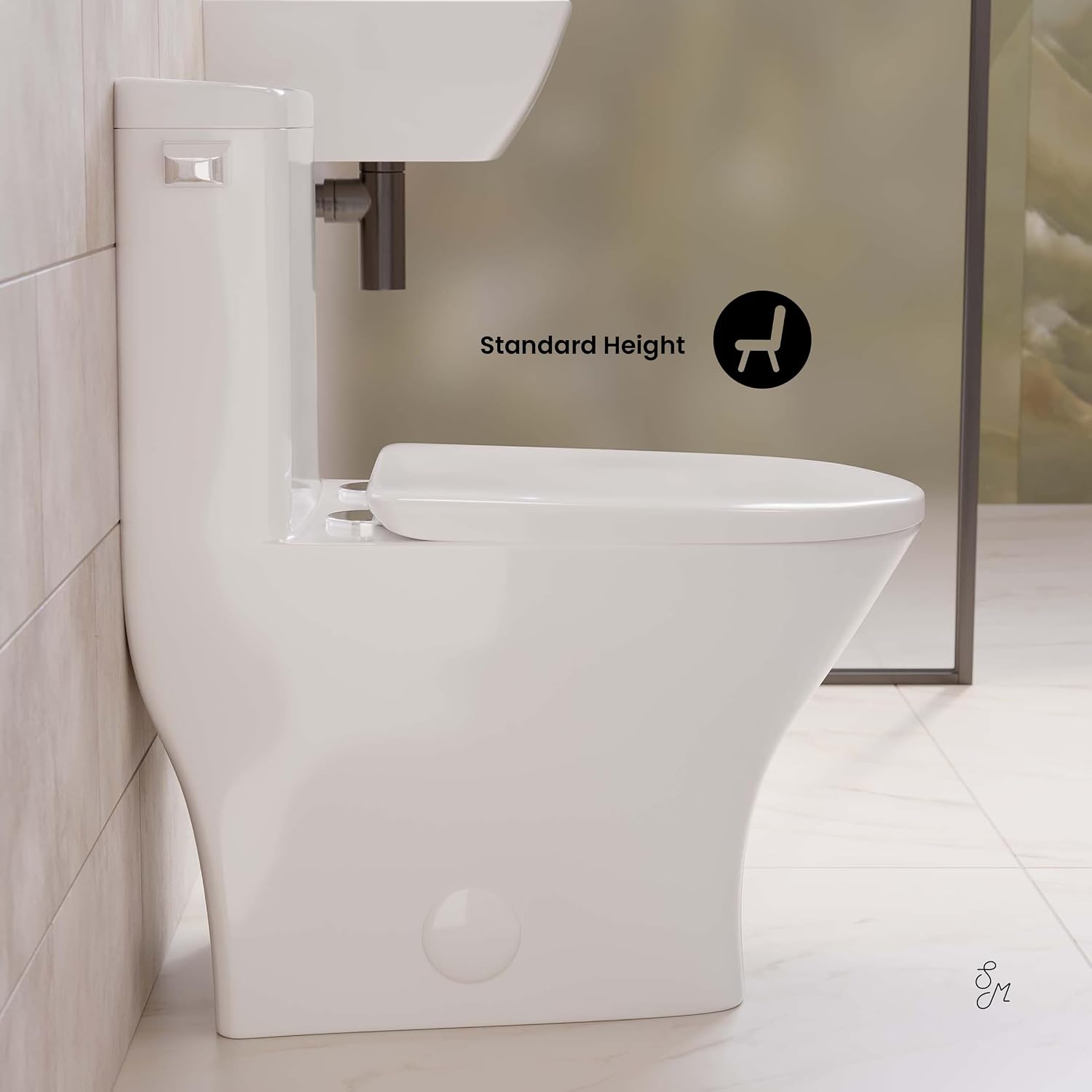 Sublime II One-Piece Round Toilet with Left Side Flush, 10' Rough-In 1.28 gpf