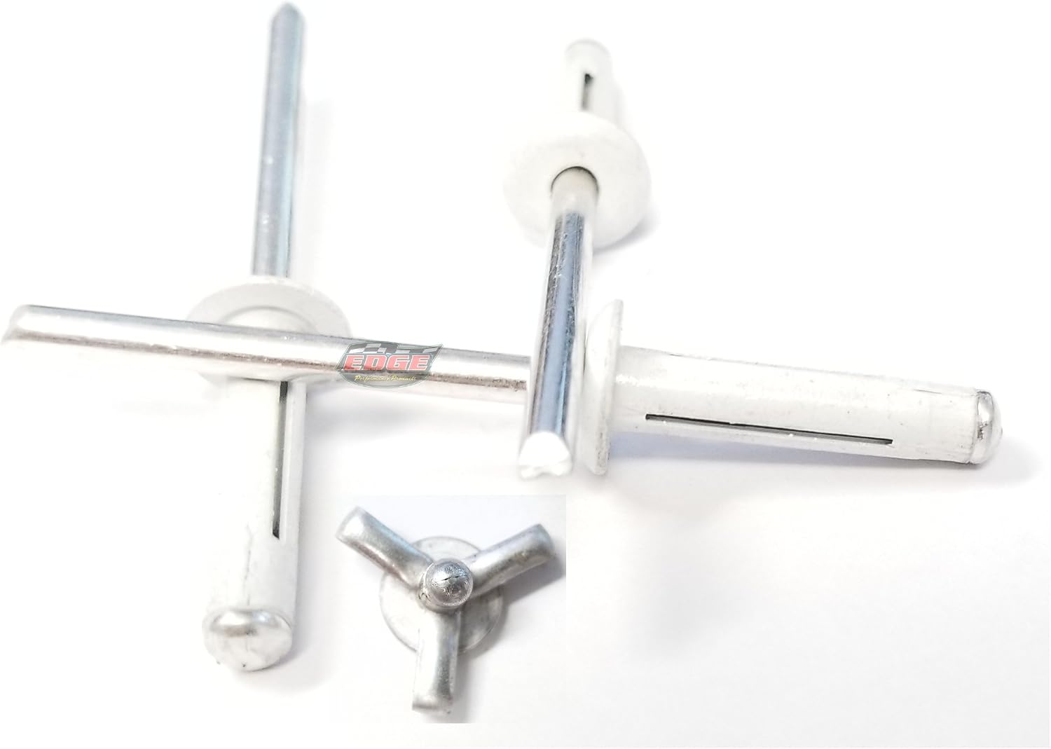 White Exploding Pop Rivets 3/16' Tri-Fold Small Aluminum Head Steel Mandrel .040 - .354 Grip Range Fastener