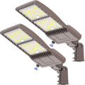 2Pack 450W LED Parking Lot Light Dusk to Dawn Photocell with Slip Fitter, ETL Listed Outdoor Street Area Light LED Shoebox Parking Pole Light 5000K IP65 Waterproof Commercial Light 100-277VAC