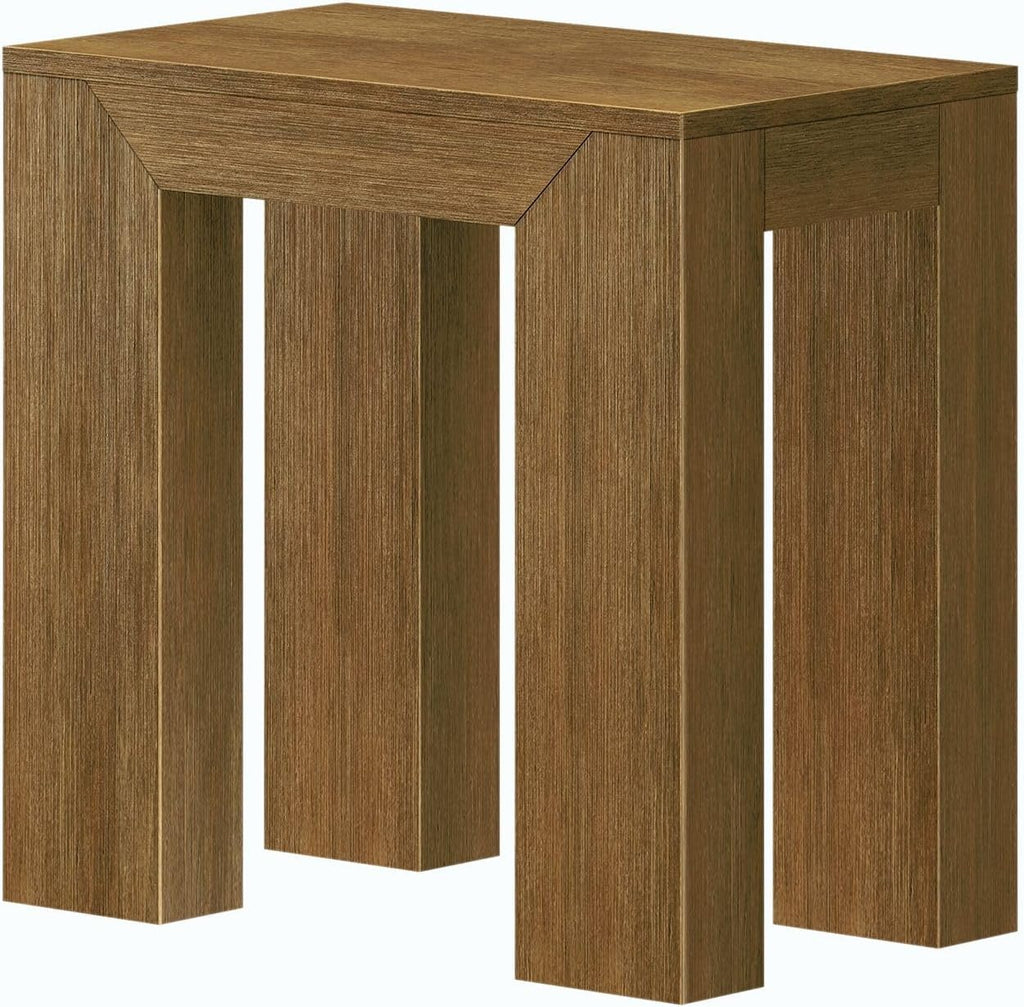 Plank+Beam Modern Rectangular Side Table, Slim Side Table for Living Room, Narrow Nightstand for Small Spaces, Wood End Table for Bedroom, Pecan Wirebrush
