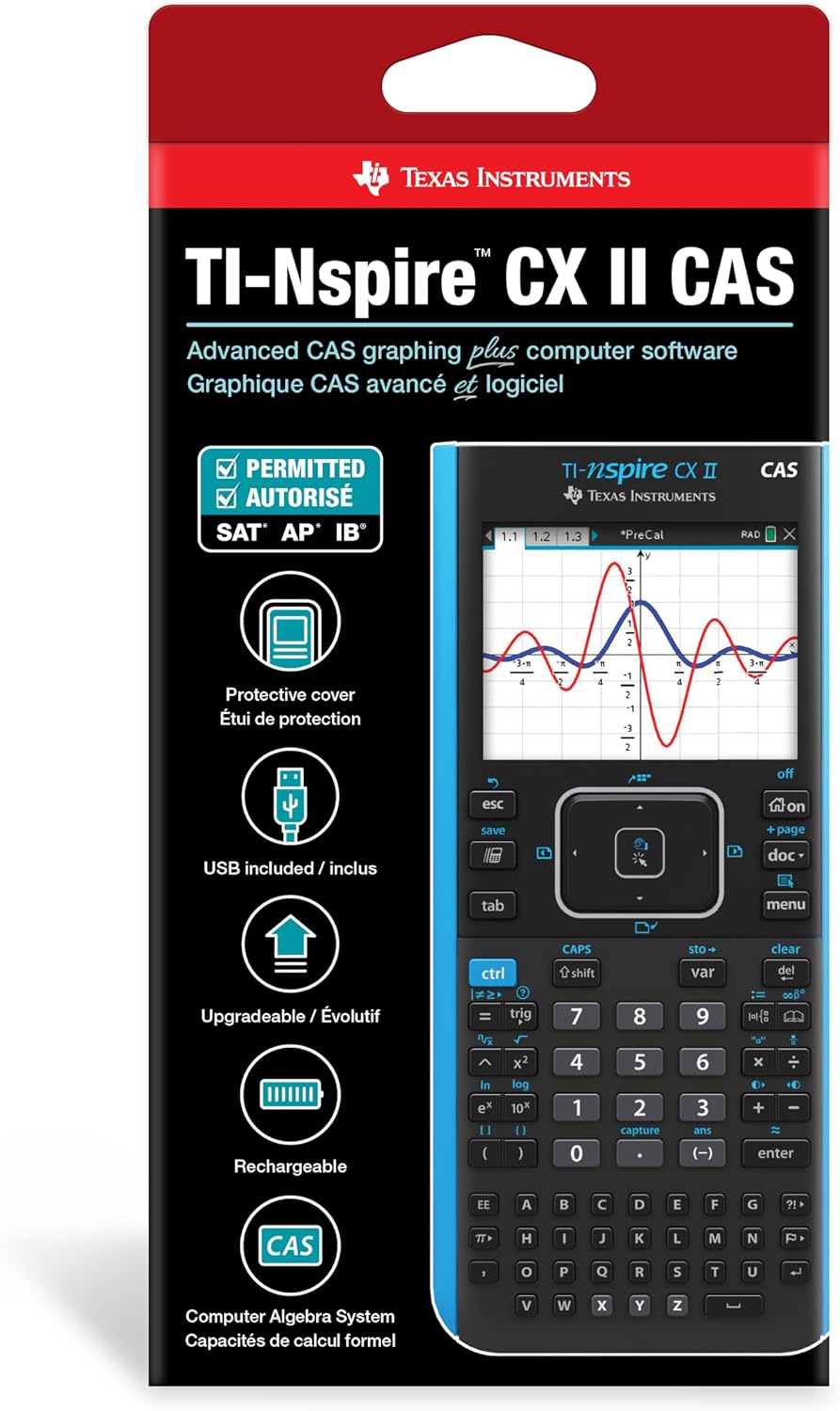 Texas Instruments TI-Nspire CX II CAS Graphing Calculator | Color Screen, 8 Built-in Apps, Python Programming, Included Software, for Math, Science and Finance | Signature Series Gift Bundle