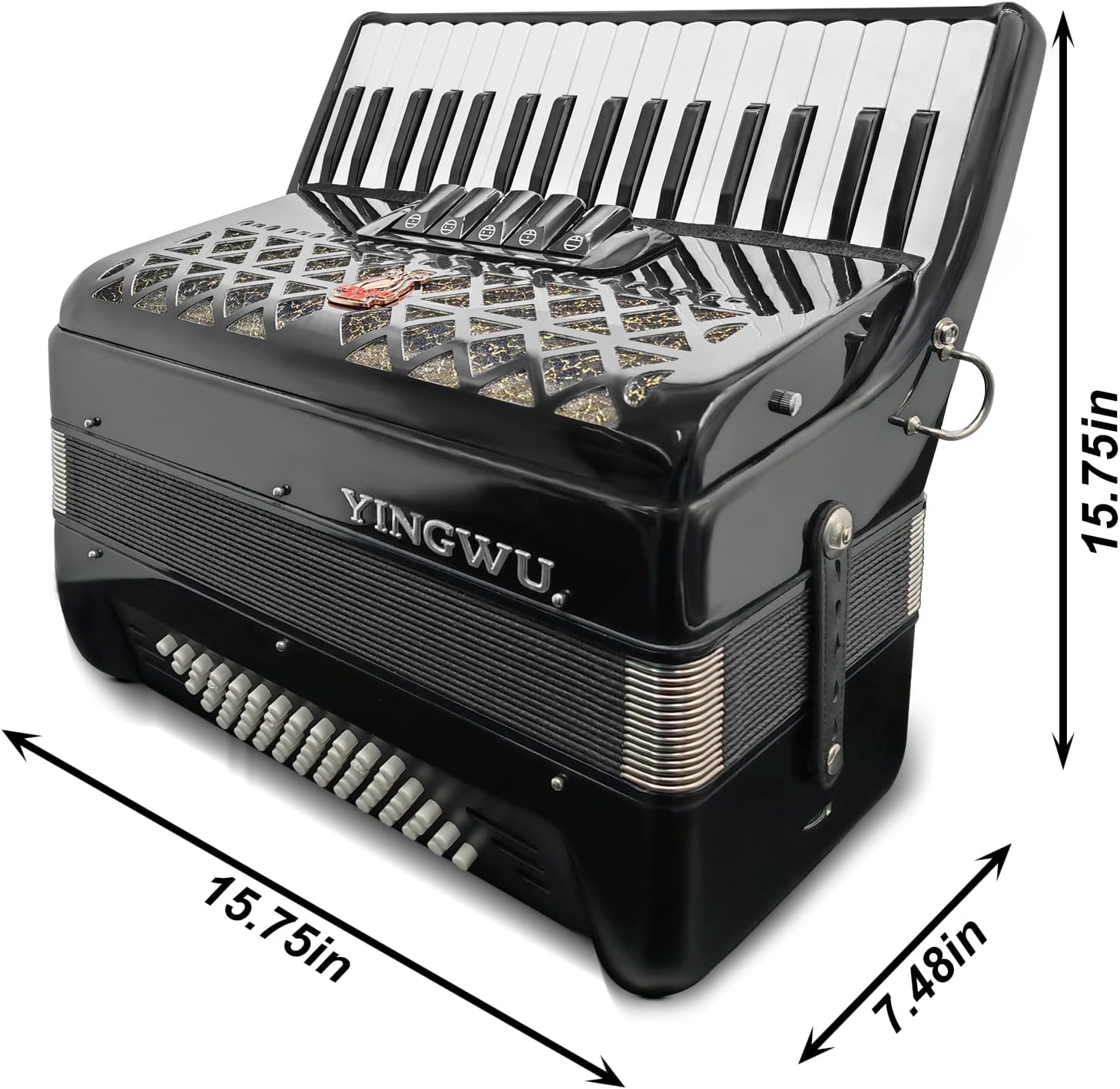 Accordion 34 keys 60 bass keys Lightweight instrument for beginners Adult with backpack Ergonomic strap Easy to play instrument (black)