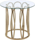Coaster Home Furnishings - Monett - Round Glass Top End Table with Electroplated Chrome Metal Base and Geometric Design - Living Room - 24-Inch - Chocolate Chrome - 708057