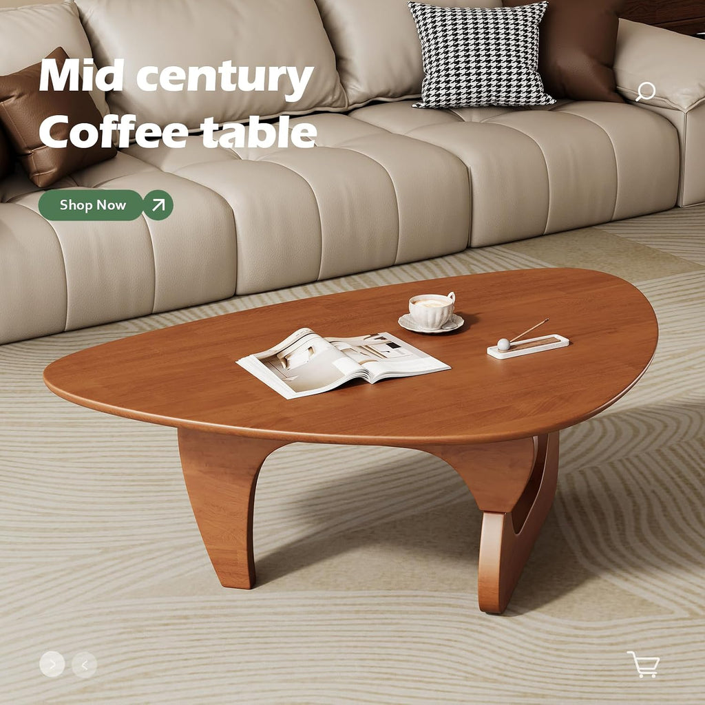 Mid Century Modern Coffee Table - Walnut Wooden Coffee Table for Living Room,Center Table Suitable for Bedroom Living Room Reception Office Tables (Walnut, Large 45 * 29 * 16in)