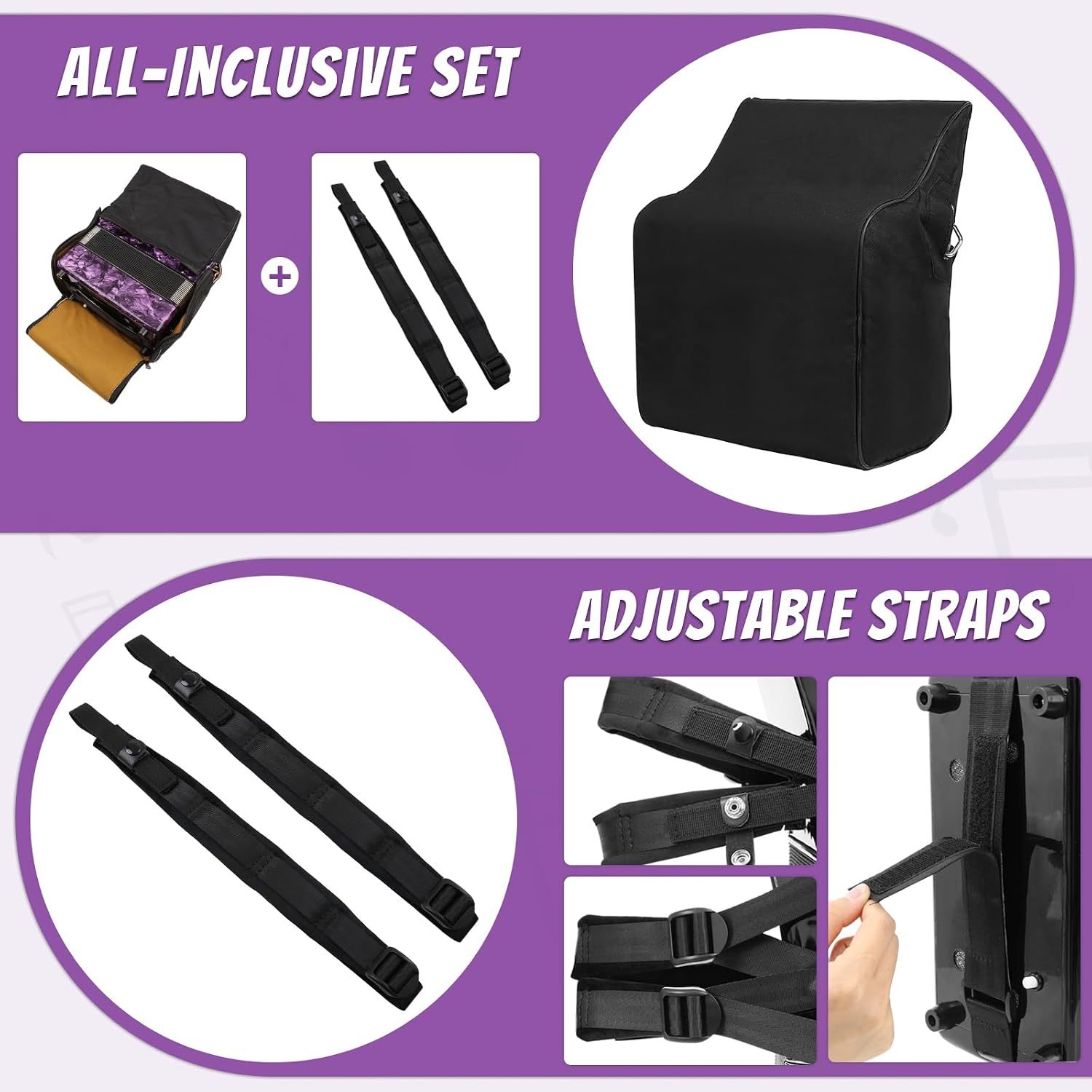 Accordions,22 keys Accordion,8 Bass Student Piano accordions Suitable for beginners and students Lightweight and portable, comes with a backpack and adjustable straps (8 Bass, Purple)