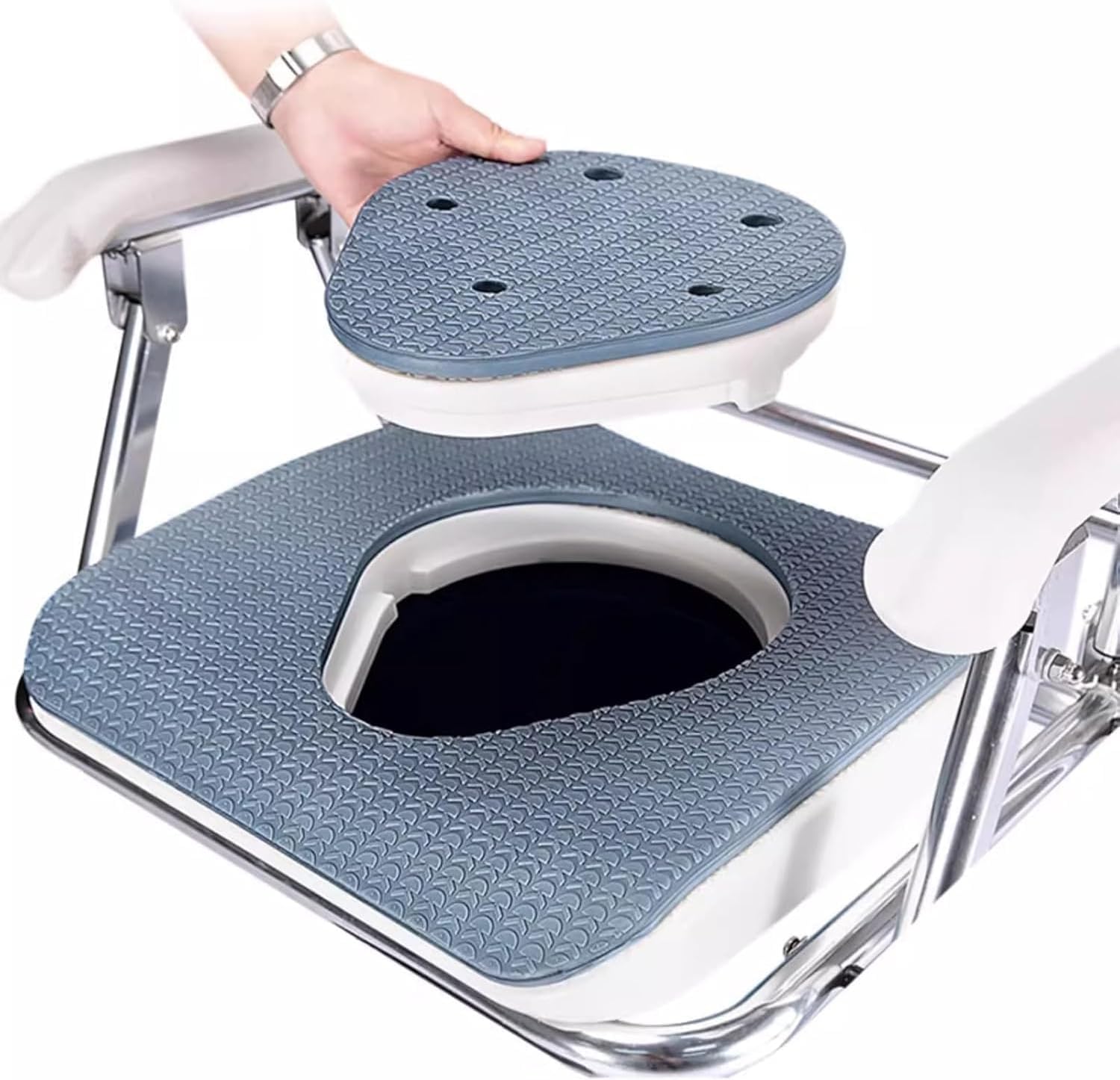 Heavy Duty Bath Chair with Removable Commode Shower Wheelchair for Seniors, Disabled,3 in 1 Foldable Shower Wheelchair Rolling Shower Chair,