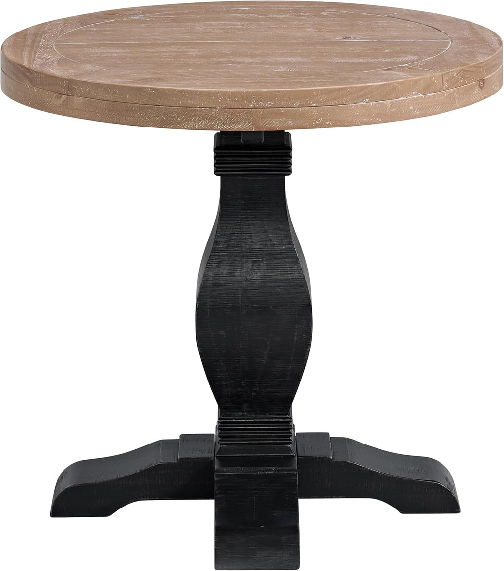 Martin Svensson Home Napa Solid Wood Pedestal End Table, Black and Driftwood
